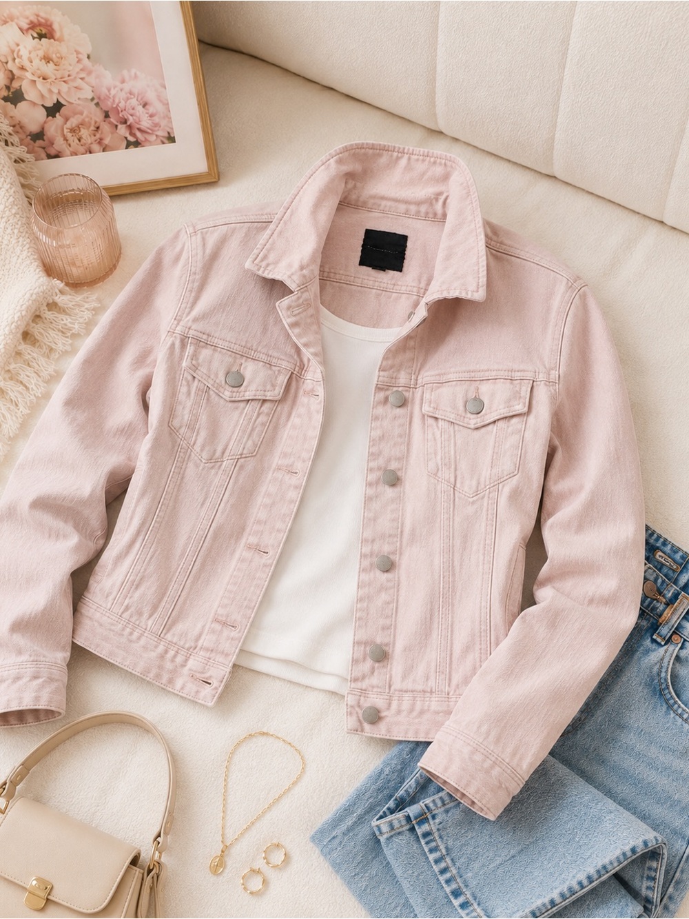 Liverpool Los Angeles Pink Denim Trucker Jacket L Stretch Lyocell Blush Jean Jac